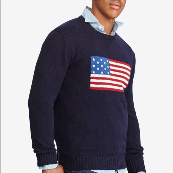 Polo Ralph Lauren Other - Vintage Polo Ralph Lauren Flag Cotton Crewneck Sweater Navy Blue USA XL